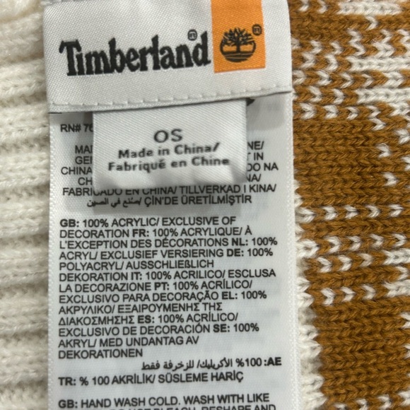 Timberland Buffalo Plaid Wheat and Ivory Scarf NWOT #00184 - Picture 4 of 5